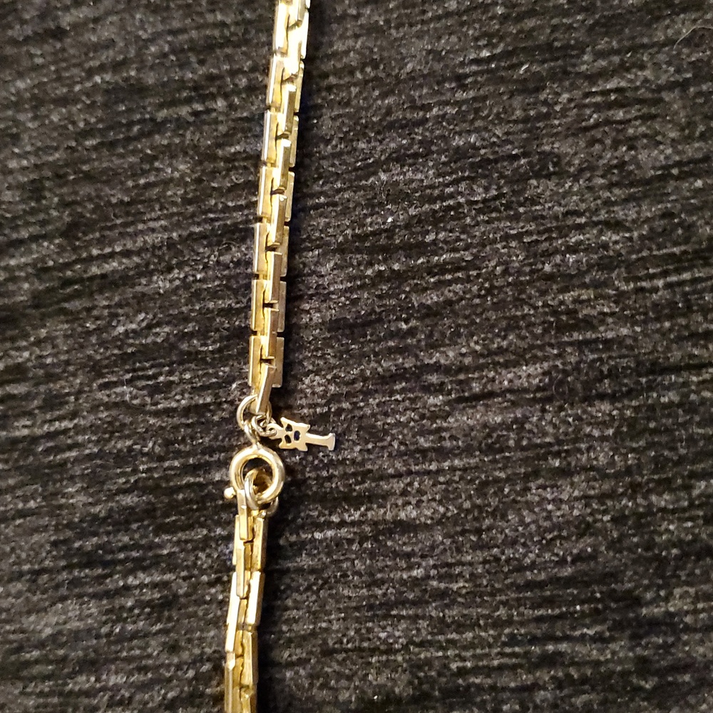 VINTAGE TRIFARI GOLD TONE BOX CHAIN Necklace 35 Inch Long T Hang Tag - Picture 3 of 7